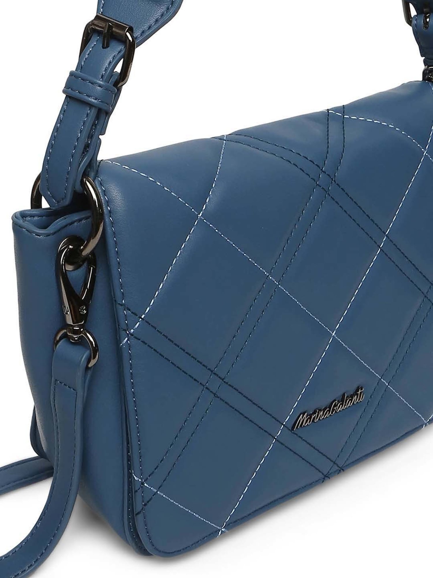 Marina Galanti Blue Quilted Medium Sling Handbag