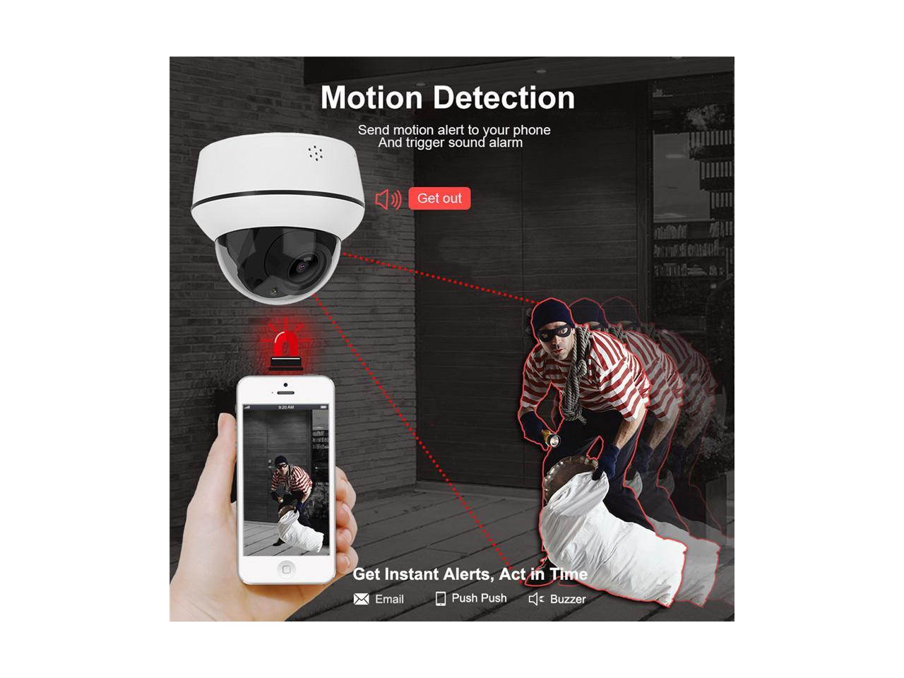 KIMPOK 2MP/5MP IP POE PTZ Camera Dome Security IP Camera Two-Way Audio Built-in Mic and Speaker 30m Onvif
