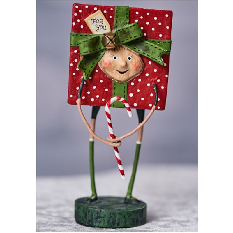 Lori Mitchell 5.25" All Wrapped Up Christmas Present Candy Cane  -  Decorative Figurines