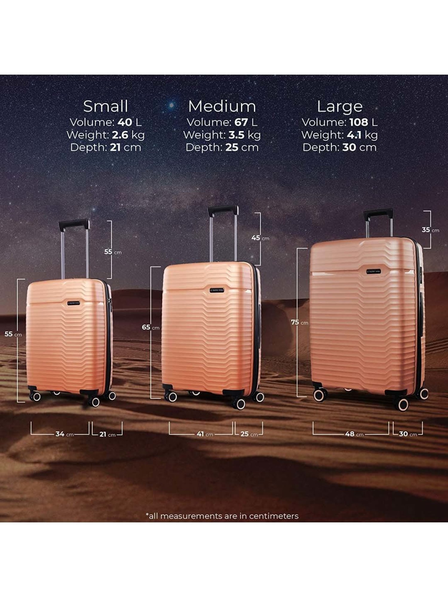 Nasher Miles Sahara Hard-Sided Polypropylene Check-in Luggage Golden 28 inch |75cm Trolley Bag