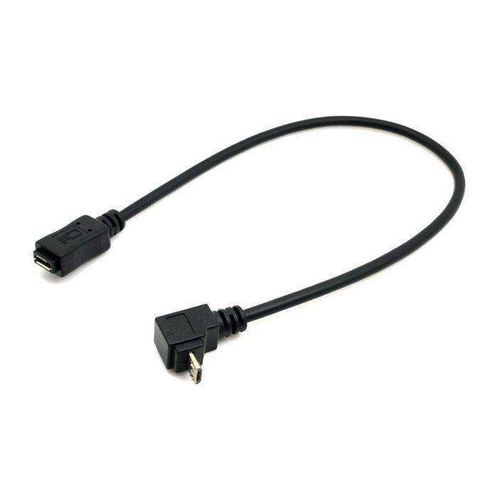 2pcs Up & Down Direction 90 Degree Angled Micro USB 5Pin Male to Female Extension Cable for Cell Phone Tablet 0.25m