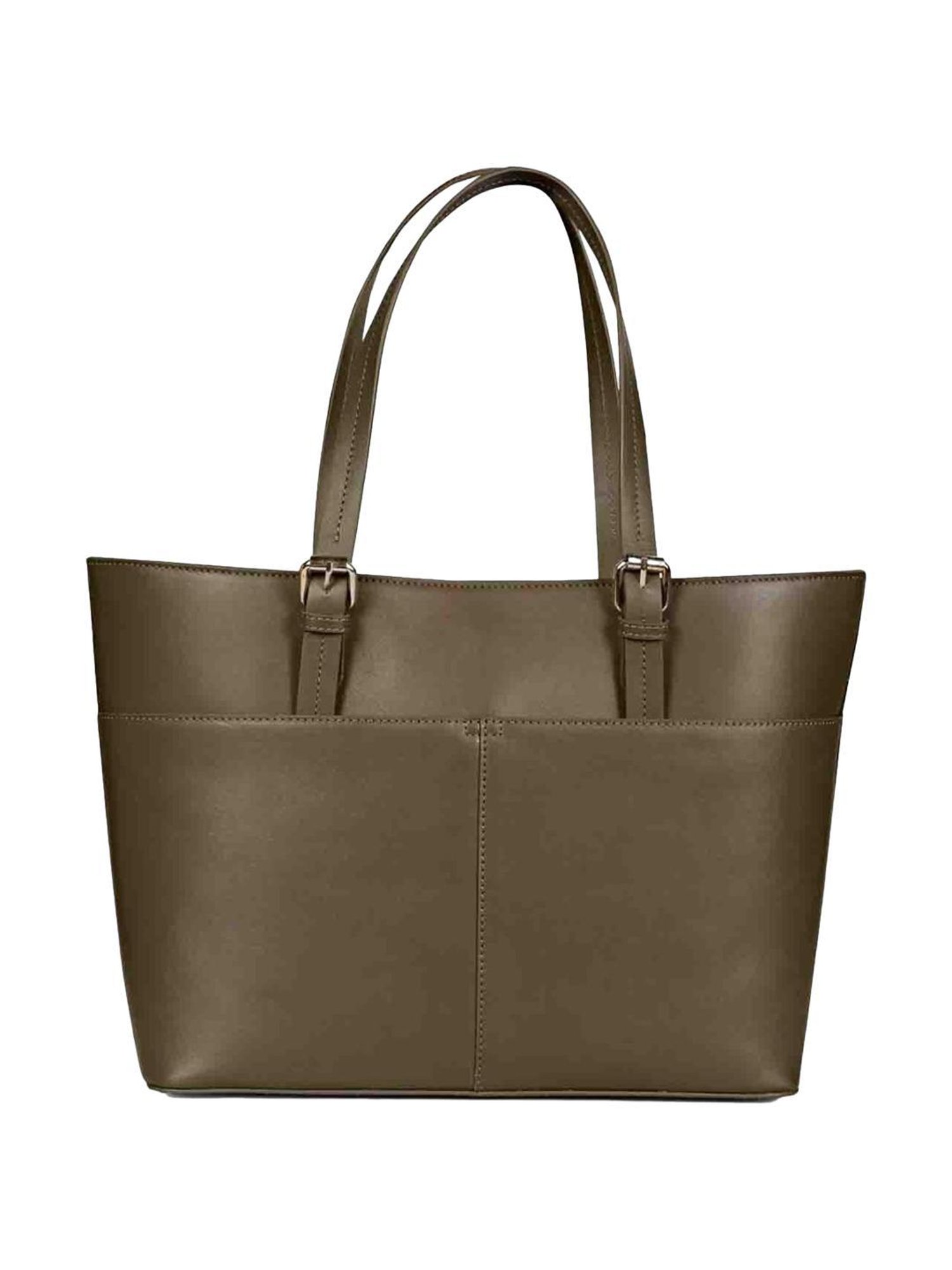 Favore Dark Brown Solid Medium Tote Handbag