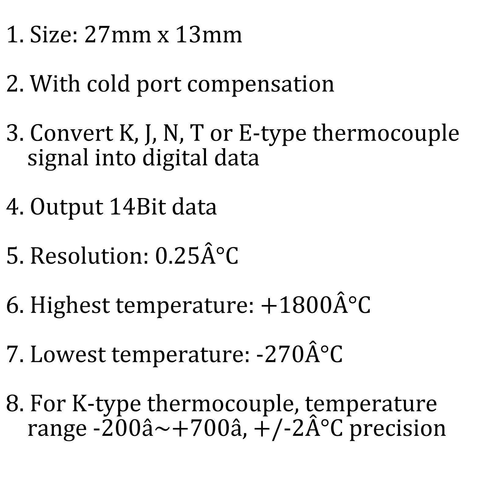 MAX31855 K Type Thermocouple Sensor Module Temperature Detection Pinboard SPI Interface Digital Data Up to 1350&deg;C