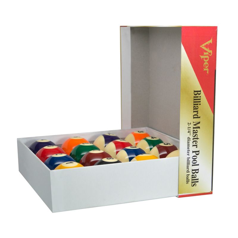 Viper High Quality Solid Resin Billiard Master Complete 2.25 Inch Regulation Sized Traditional 16 Pool Ball Set