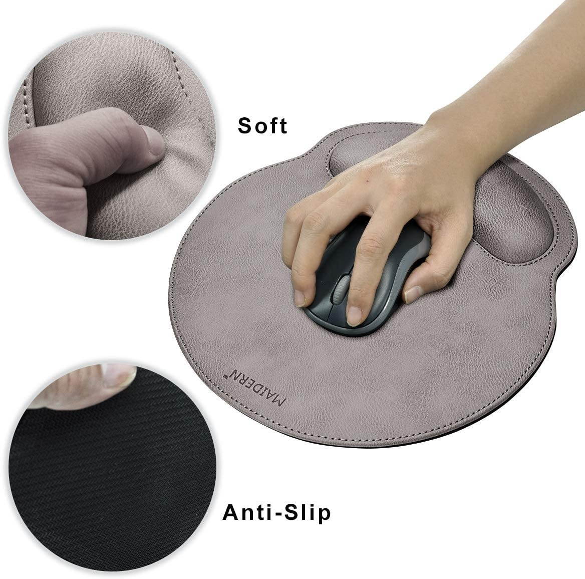 Ergonomic Leather Mouse Pad with Wrist Comfort Memory Foam Waterproof Surface