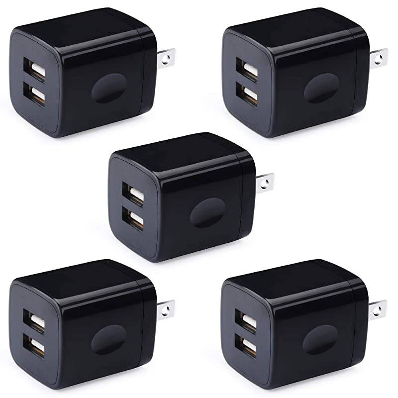 Phone Charger Box  5 Pack 21A Universal USB Wall Charger Plug Cube Power Adapter Replacement for iPhone iPad Samsung Galaxy S10S9Note 9 LG Pixel Moto Google HTC