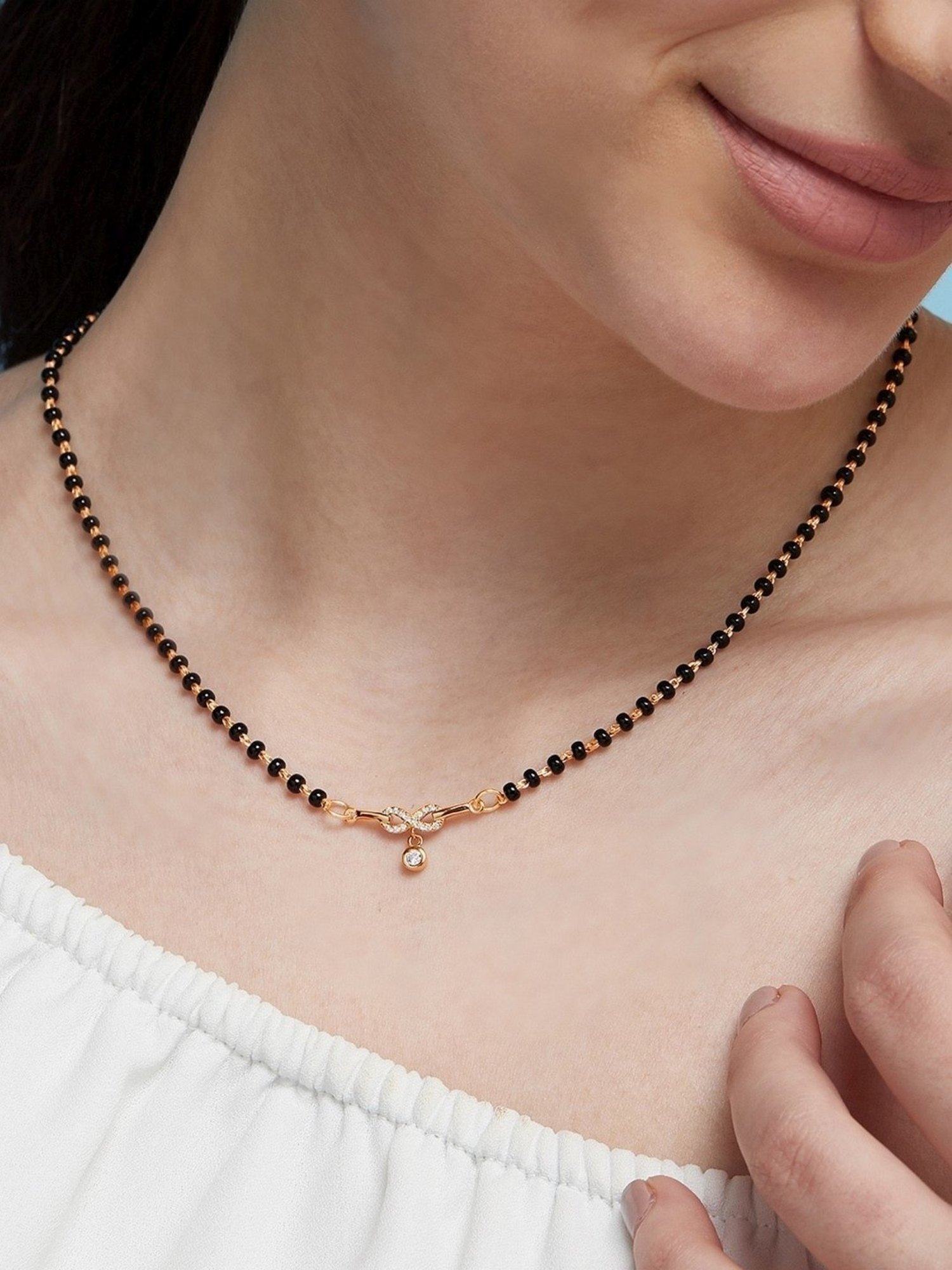 March by FableStreet 92.5 Sterling Silver Floral Mangalsutra for Women