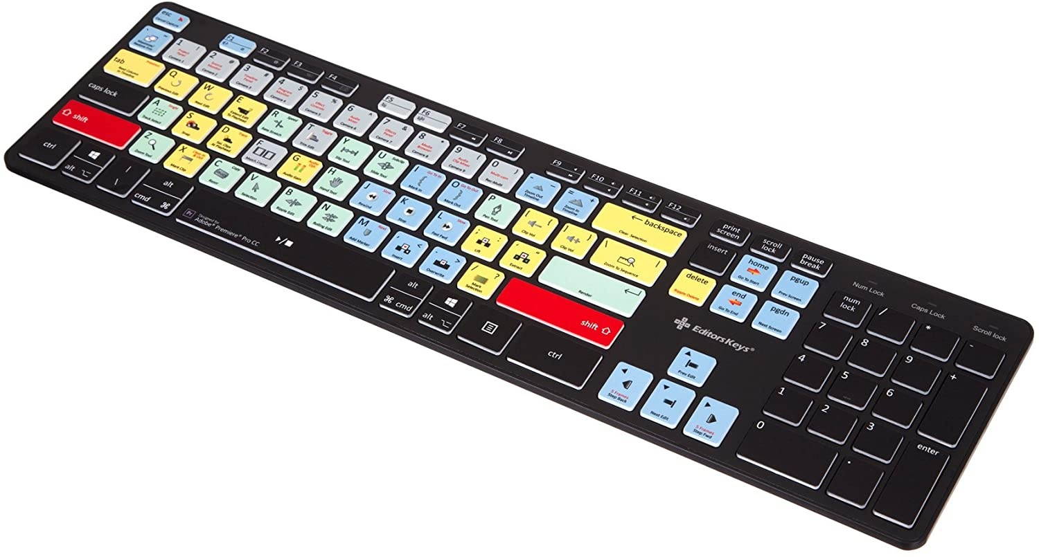 Adobe Premiere Keyboard - USB Shortcut Video Editing Keyboard for PC (Works on Mac Too)