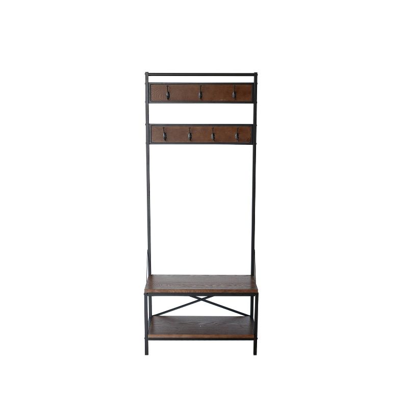 28" Winlock Coat Rack Bench Walnut Brown - Summerland Home