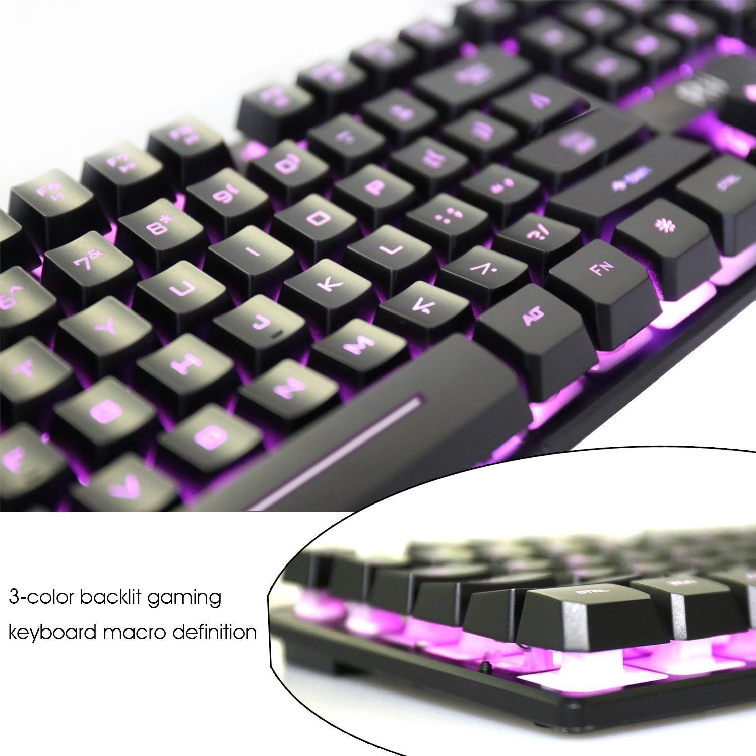 High Performance Gaming Keyboard and Mouse Combo, LED Rainbow Backlit USB Wired Computer Keyboard 104 Key, Spill-Resistant Design, Ergonomic Wrist Rest Keyboard Mouse Set for Windows PC Gamer - Black