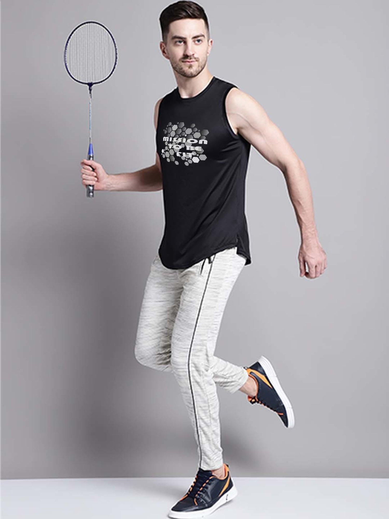 Friskers Black Regular Fit Graphic Sports T-Shirt