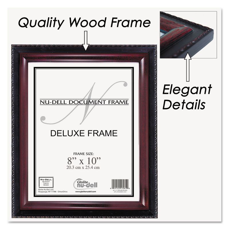 Nudell Executive Document Frame Plastic 8 x 10 Black/Mahogany 17401