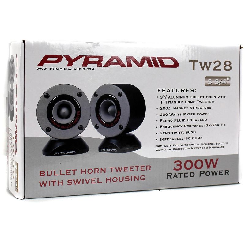 Pyramid 3.75" 300W LOUD Car Audio Aluminum Bullet Horn Tweeters, Pair | TW28