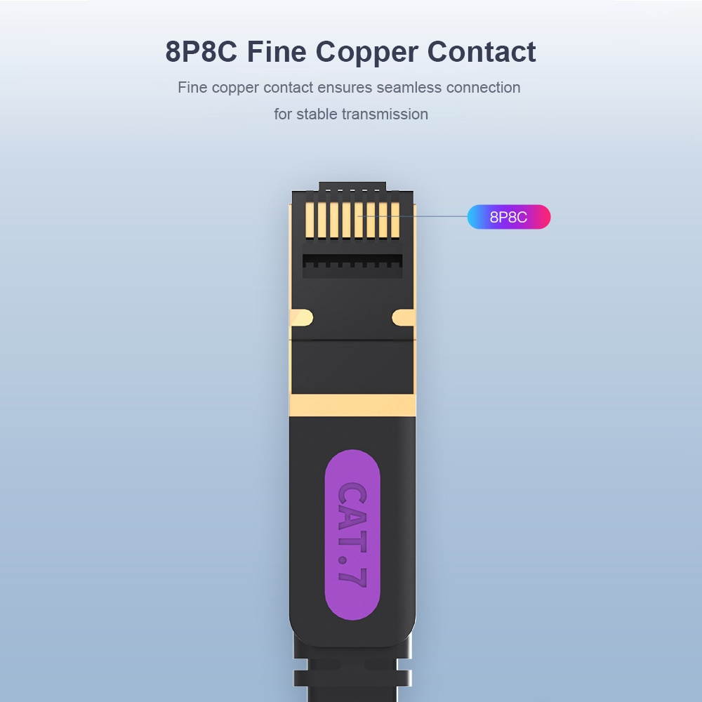 VENTION CAT 7 Network Extension Cable 10 Gigabit Fast Speed Flat Network Cable RJ45 LAN Cable for Home Business 5m Black