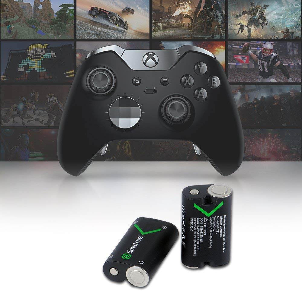 Smatree Xbox One Battery Pack 2 x 2000mAh Rechargeable Battery Compatible for Xbox One / Xbox One S / Xbox One X / Xbox One Elite Wireless Controller