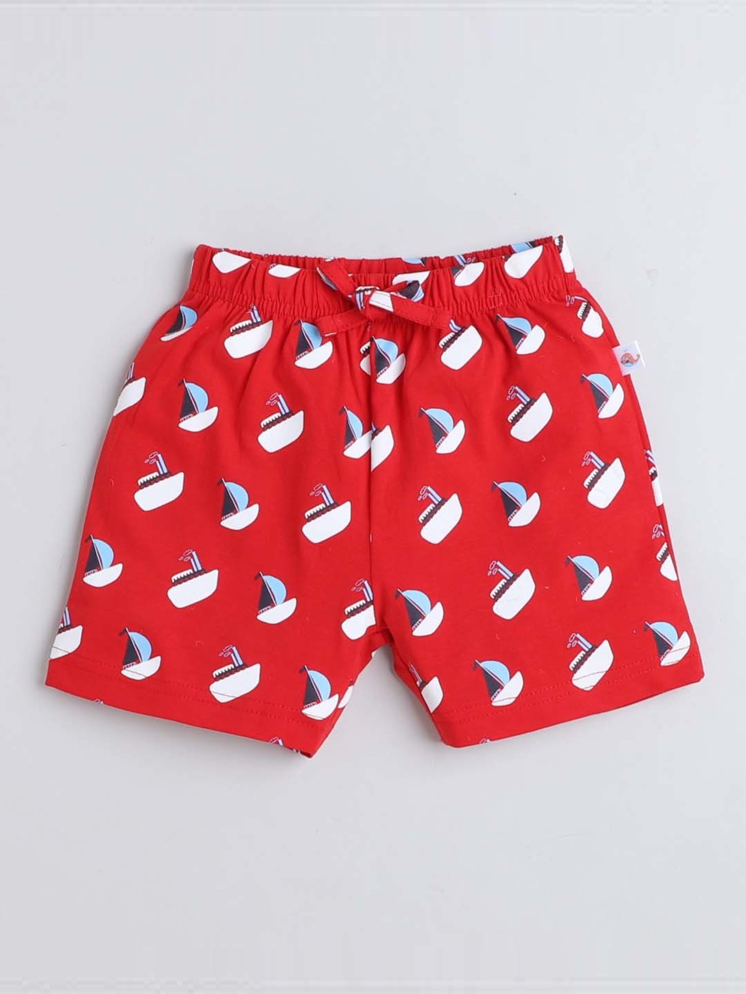 Bumzee Kids White & Red Cotton Printed T-Shirt Set