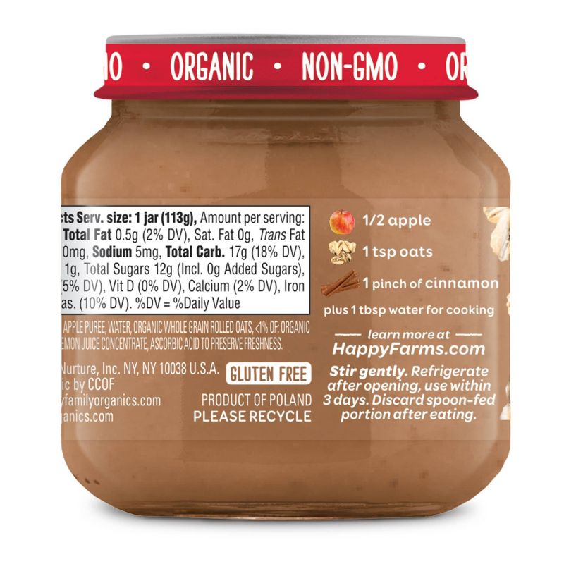 HappyBaby Apples Oats & Cinnamon Baby Food - 4oz
