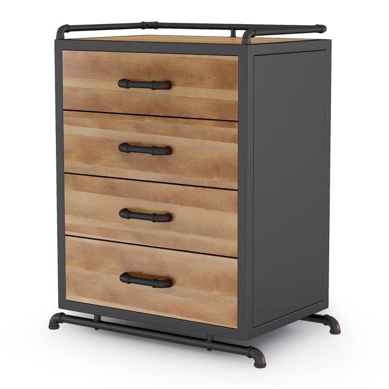 Dredan Metal Console Table with 4 Drawers Natural/Sand Black - miBasics