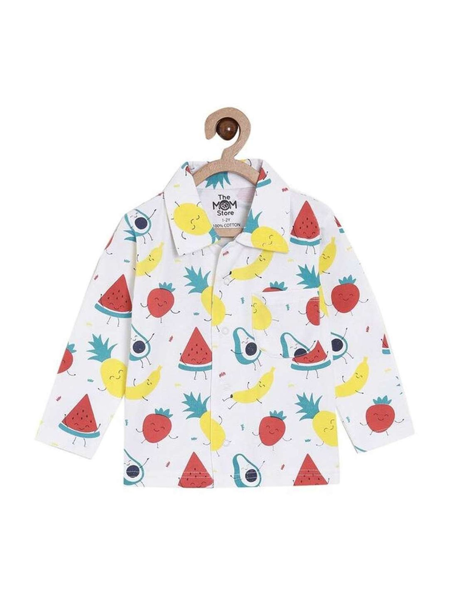 The Mom Store Boys Multicolor Cotton Printed Full Sleeves Shirt Set