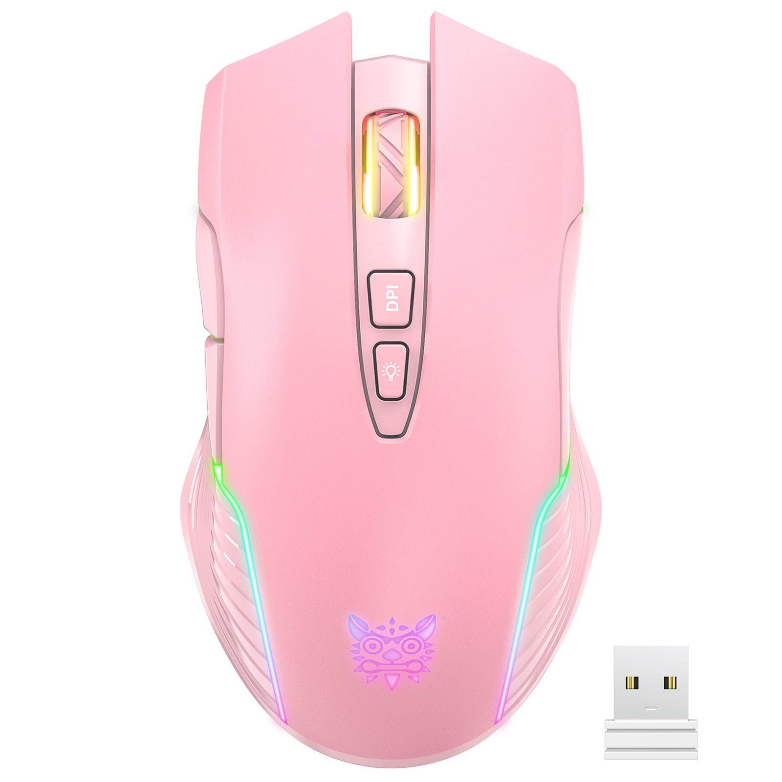 ONIKUMA CW905 2.4G Wireless Gaming Mouse RGB Backlit E-sports Mouse Optical Computer Mice 5 Adjustable DPI with 7 Programmable Buttons for Laptop Desktop PC Computer