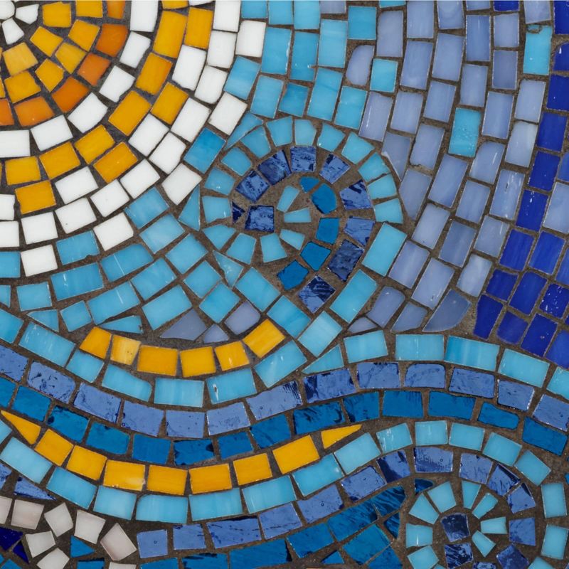 Teal Island Designs Ocean Mosaic Black Iron Outdoor Accent Table