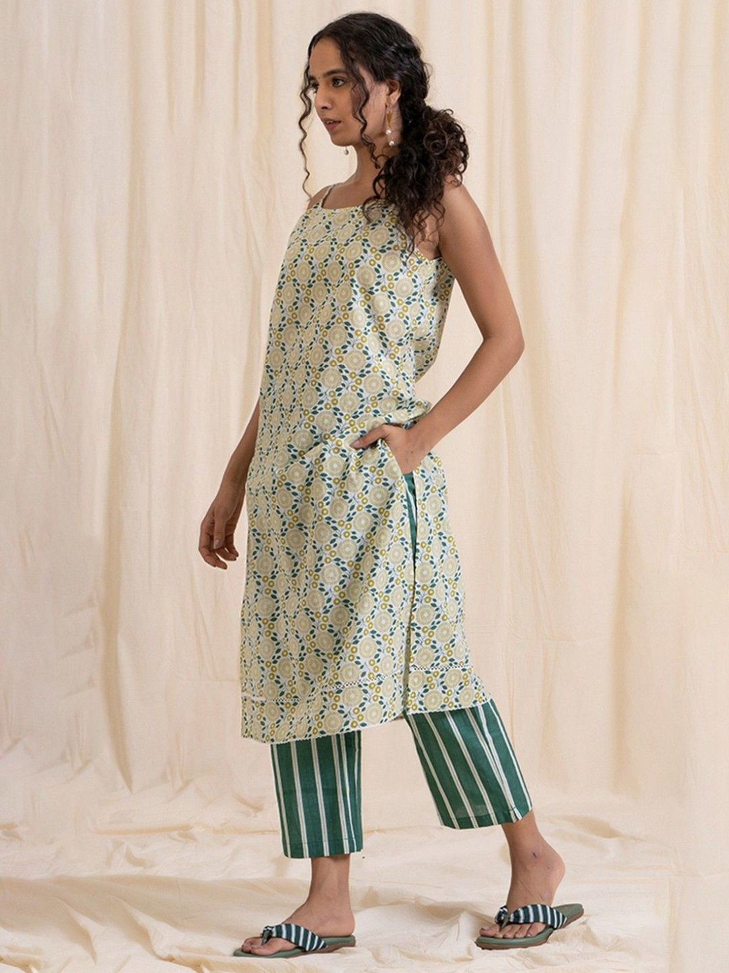 Akiso Aloha Yellow Green Easy Peasy Kurta