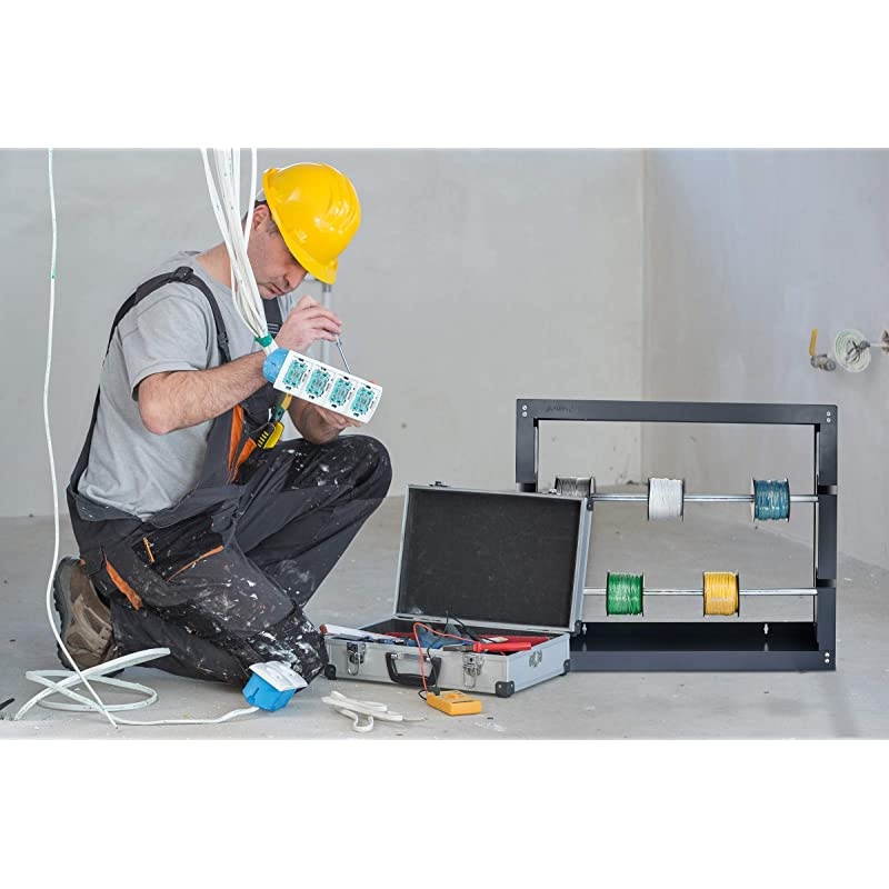 Wire Spool Rack Superior Strength WireCable Dispenser Conduit Display amp Storage for Electrical Industrial amp Retail Use 2 Rods Grey