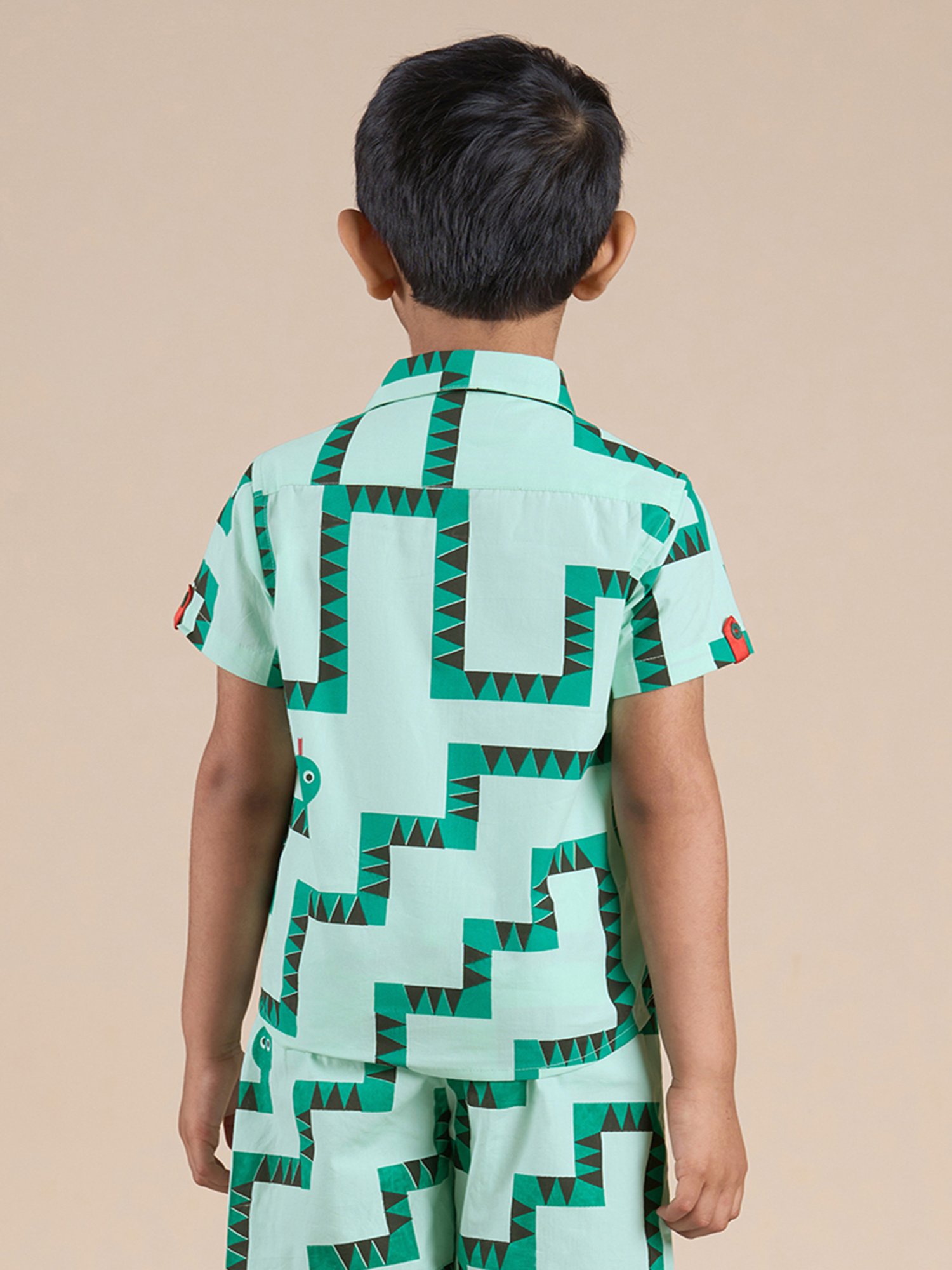 Lil Drama Kids Green Printed Shirt