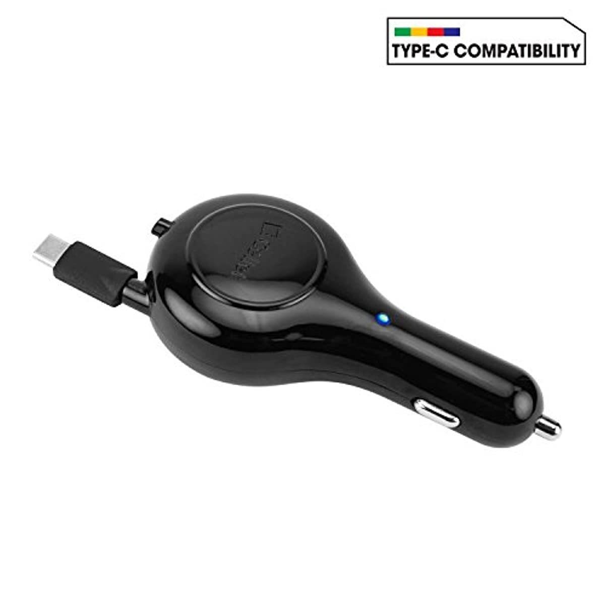 Cellet Type-C (USB-C) Compact Retractable car charger for Samsung Note 10 9 8 Galaxy A50 S10 S10+ S10e S9+ S9 S8 S8Plus S8 Active LG Q7+ Stylo 4 Q Stylus V35 V30 ThinQ G6 G5 (15Watt/3Amp Fast Charger)