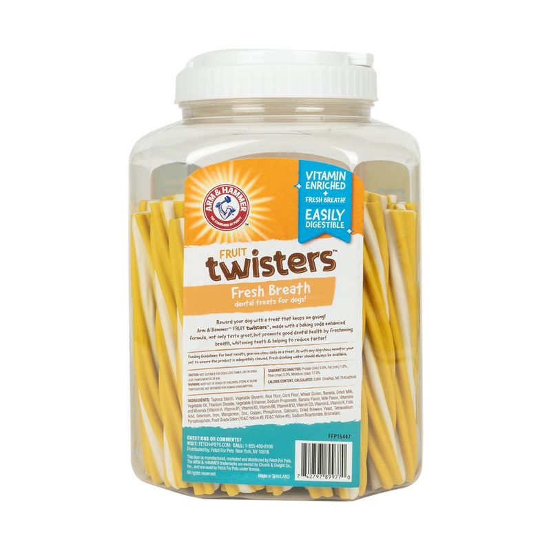 Arm & Hammer Fruit Twisters Banana Flavor Dental Dog Treats - 57ct