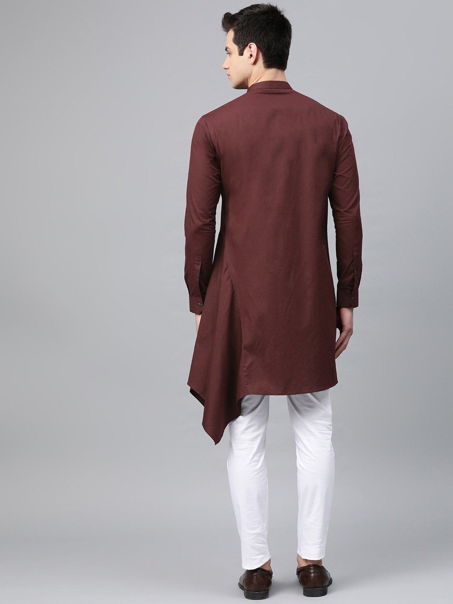 See Designs Burgundy & White Cotton Regular Fit Kurta Bottom Set