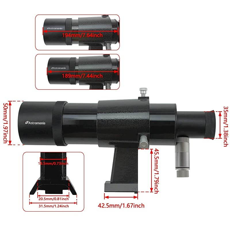 9x50 Illuminated Finder Scope Black it Provides Both a Bright Image and Comfortable Viewing