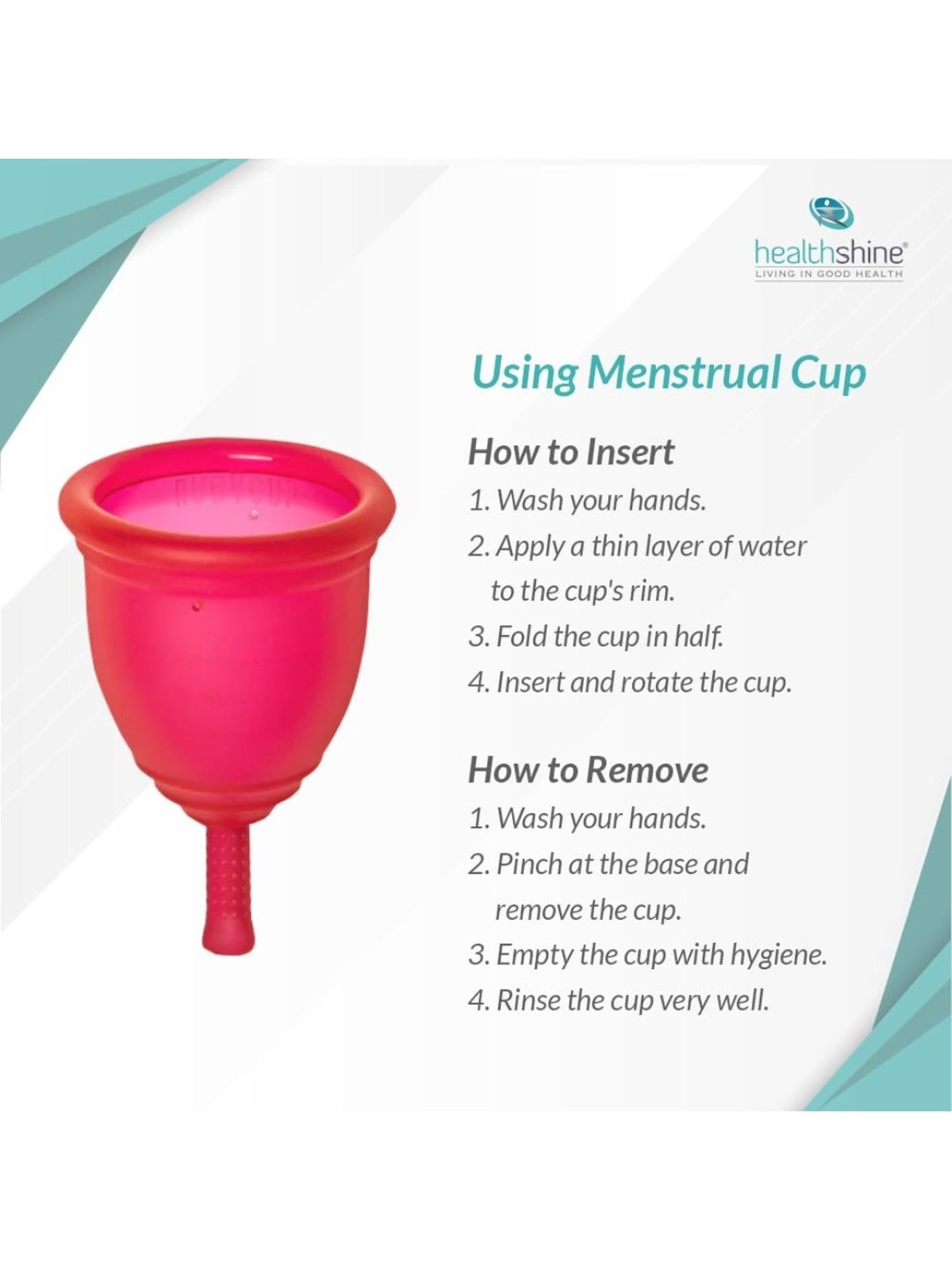 Healthshine Reusable Menstrual Cup for Women, Small Size with Pouch (Pink)