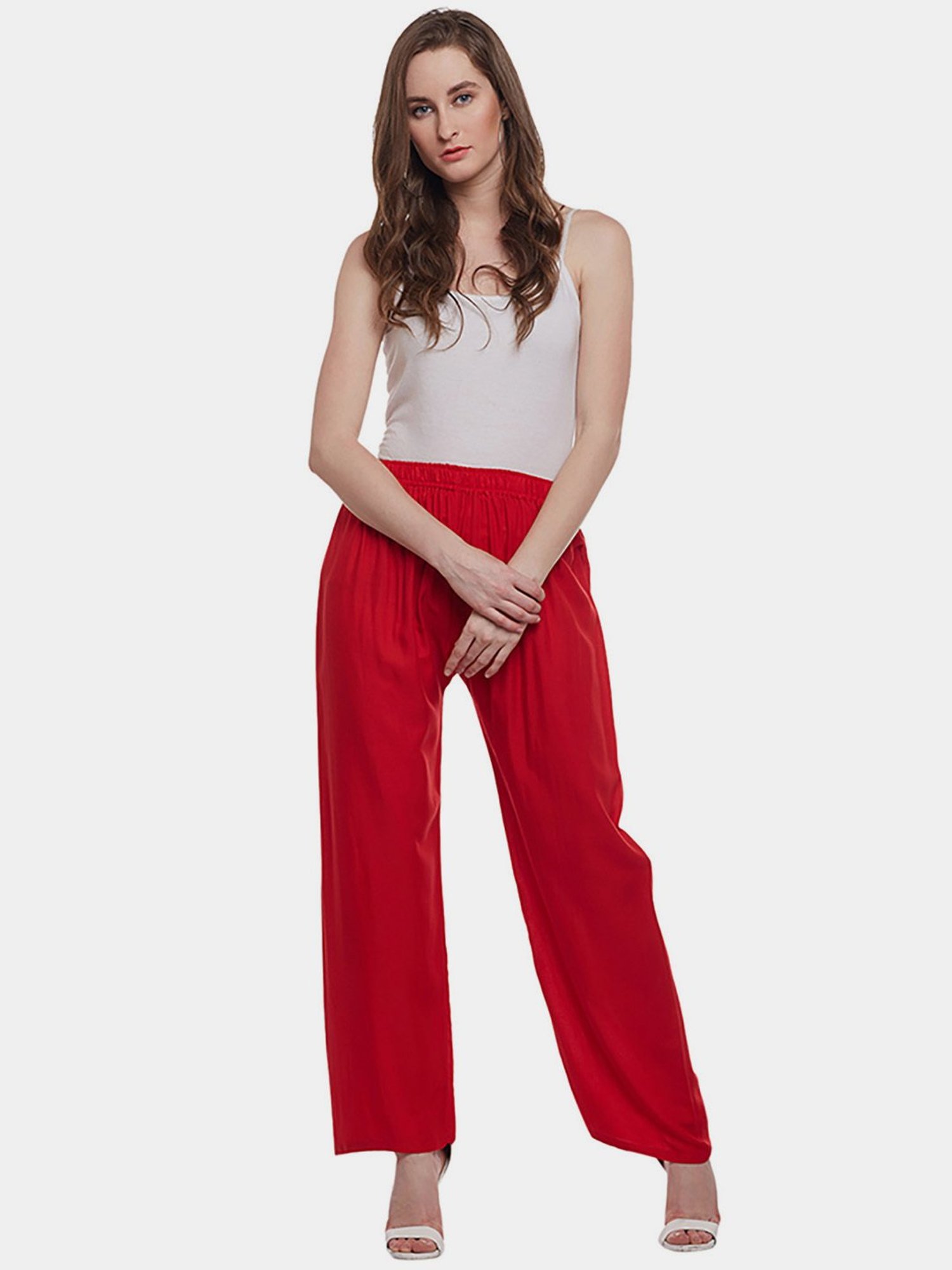 Castle Red Straight Fit Palazzos
