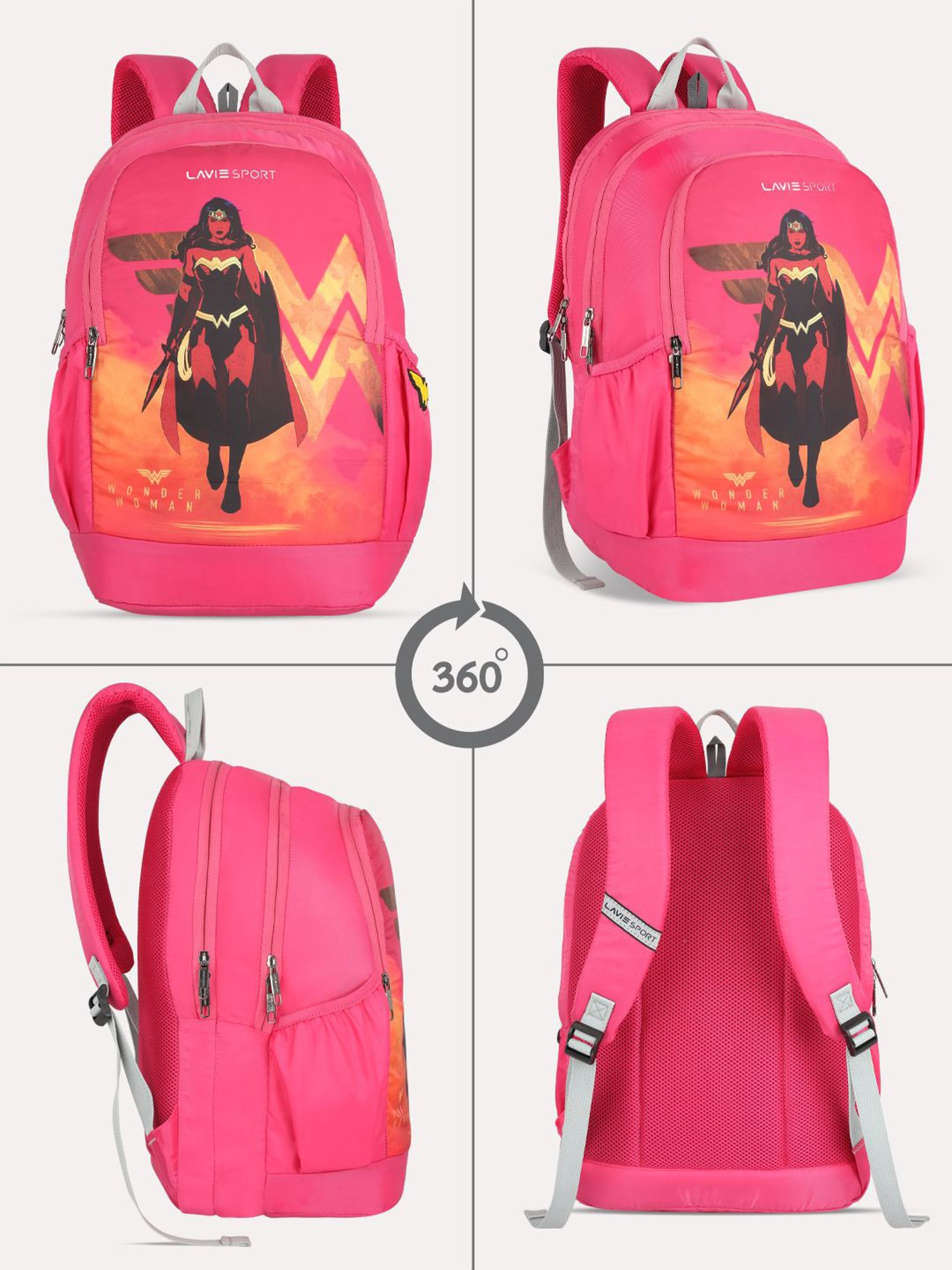Lavie Sport Wonder woman 33L College Laptop Backpack For Boys & Girls (Magenta)