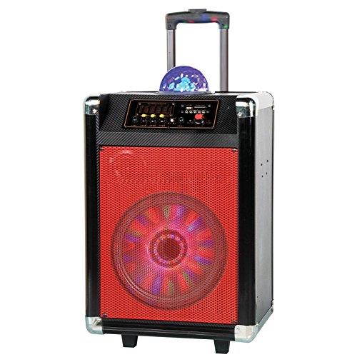 Supersonic Speaker System - 18 W Rms - Portable - Battery Rechargeable - Wireless Speaker[s] - 30 Hz - 20 Khz - Sd - Bluetooth - Usb - Rechargeable Battery, Disco Light, Fm Radio, (iq3612djbtrd)