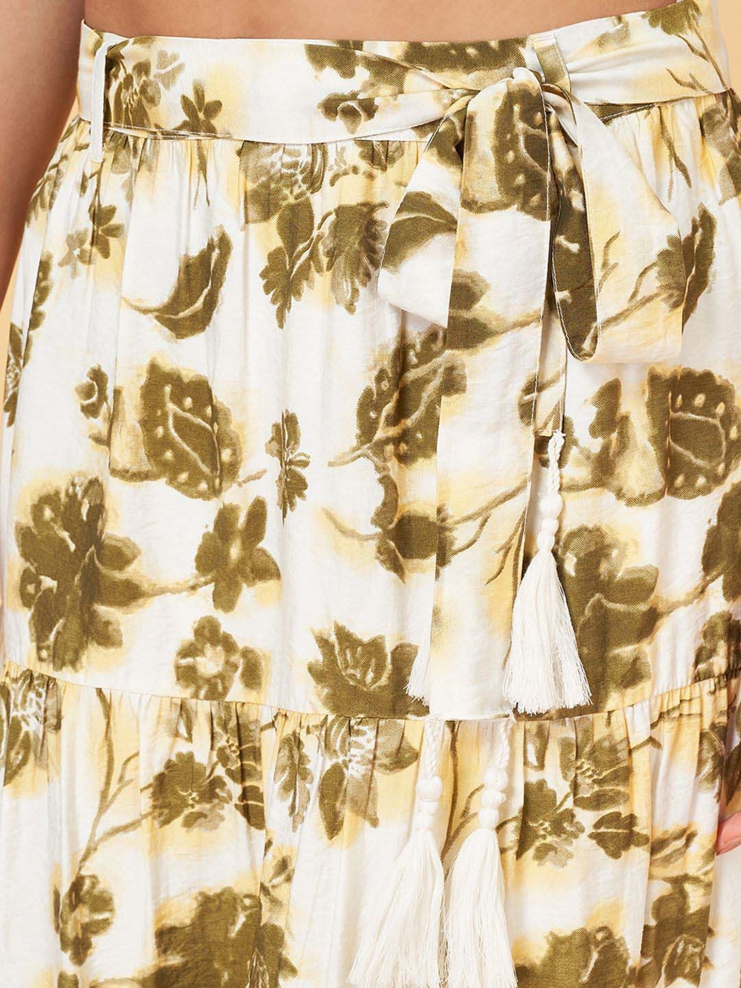 Honey by Pantaloons White Printed A-Line Skirt