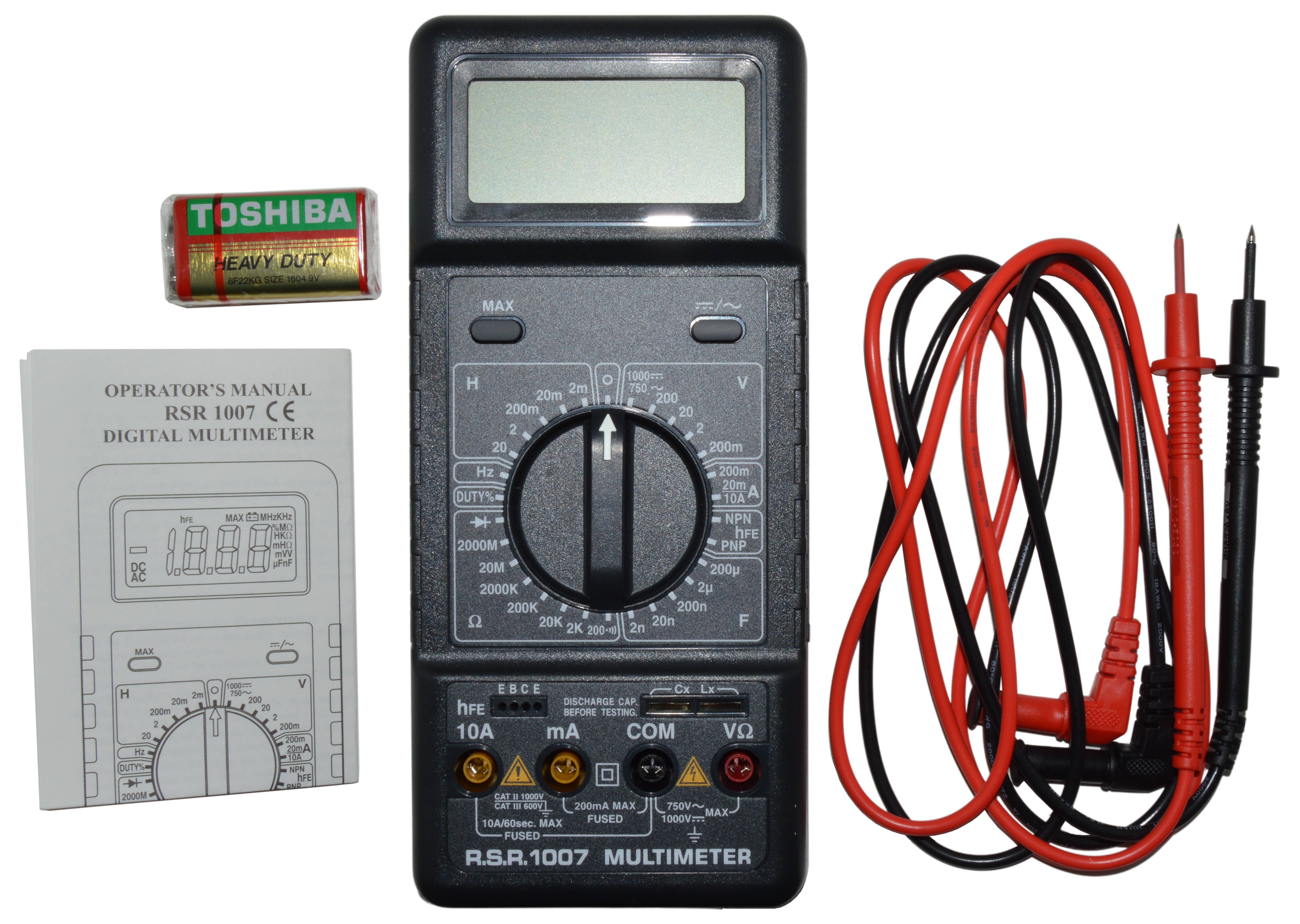 Digital Capacitance & Inductor Multimeter with Battery and Spare Fuse