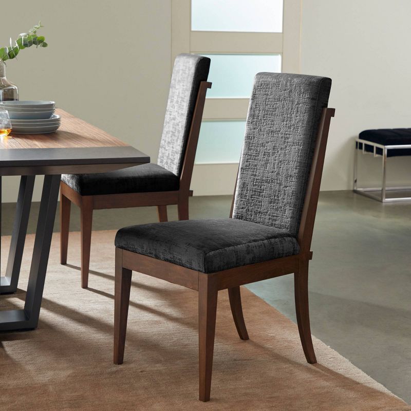 Velvet and Wood Dining Armless Chair Black - Venus Williams Collection