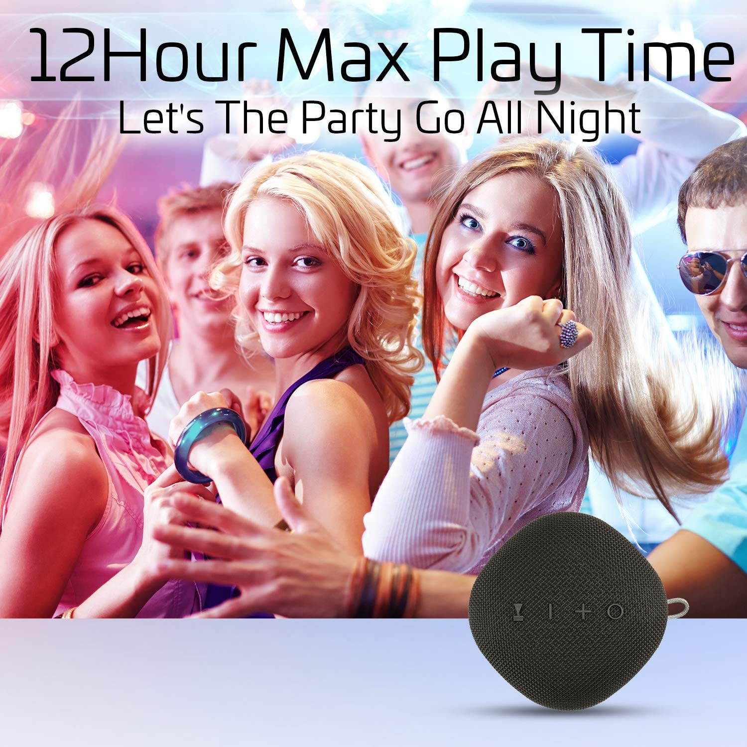 Coby True Wireless Bluetooth Speaker w/Mic | Loud HD Sound | IPX5 Waterproof for Camping, Shower, Travel, Beach Listening |12 Hours of Music | Compact, Portable, and Rechargeable (Black)