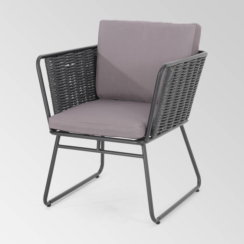 La Jolla 3pc Rope Weave Modern Chat Set - Dark Gray/Gray - Christopher Knight Home