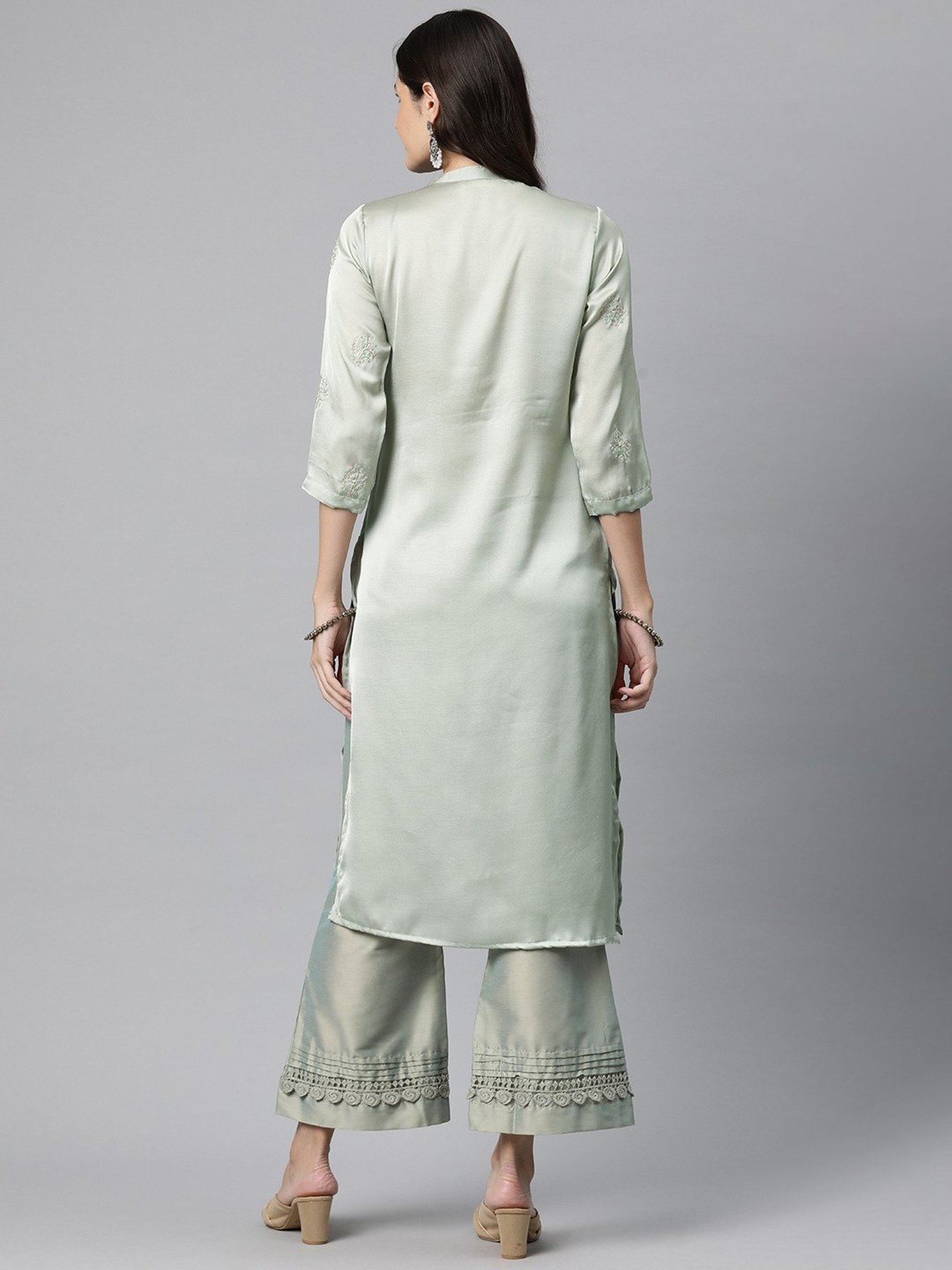 READIPRINT FASHIONS Grey Embroidered Straight Kurta