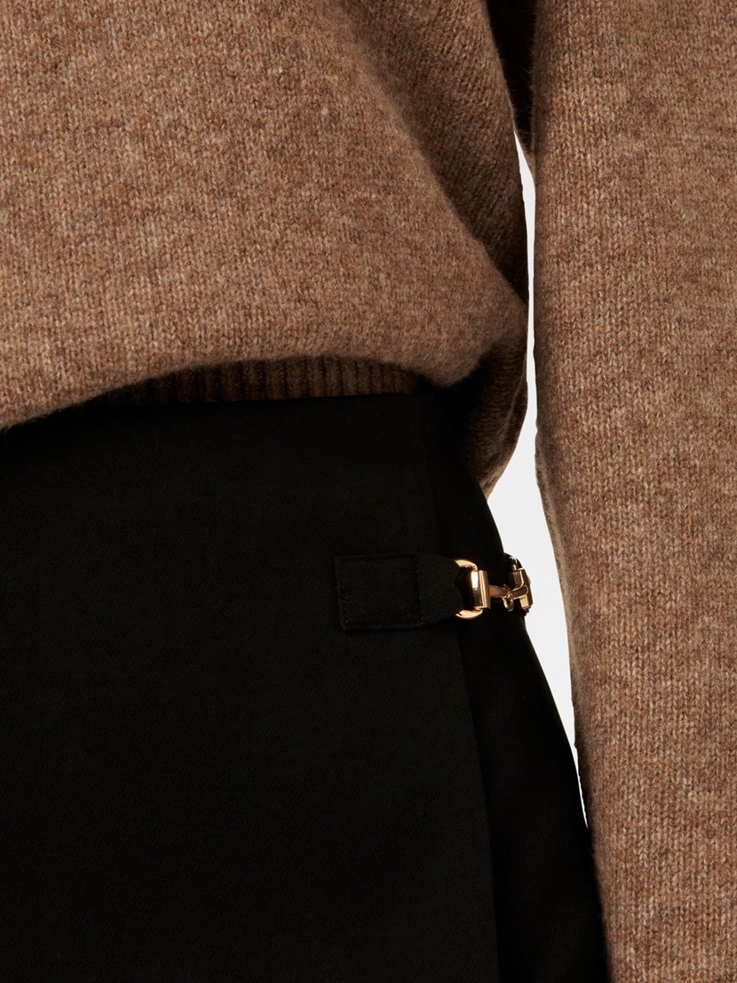 Forever New Black Edie Buckle Detail Wrap Skirt