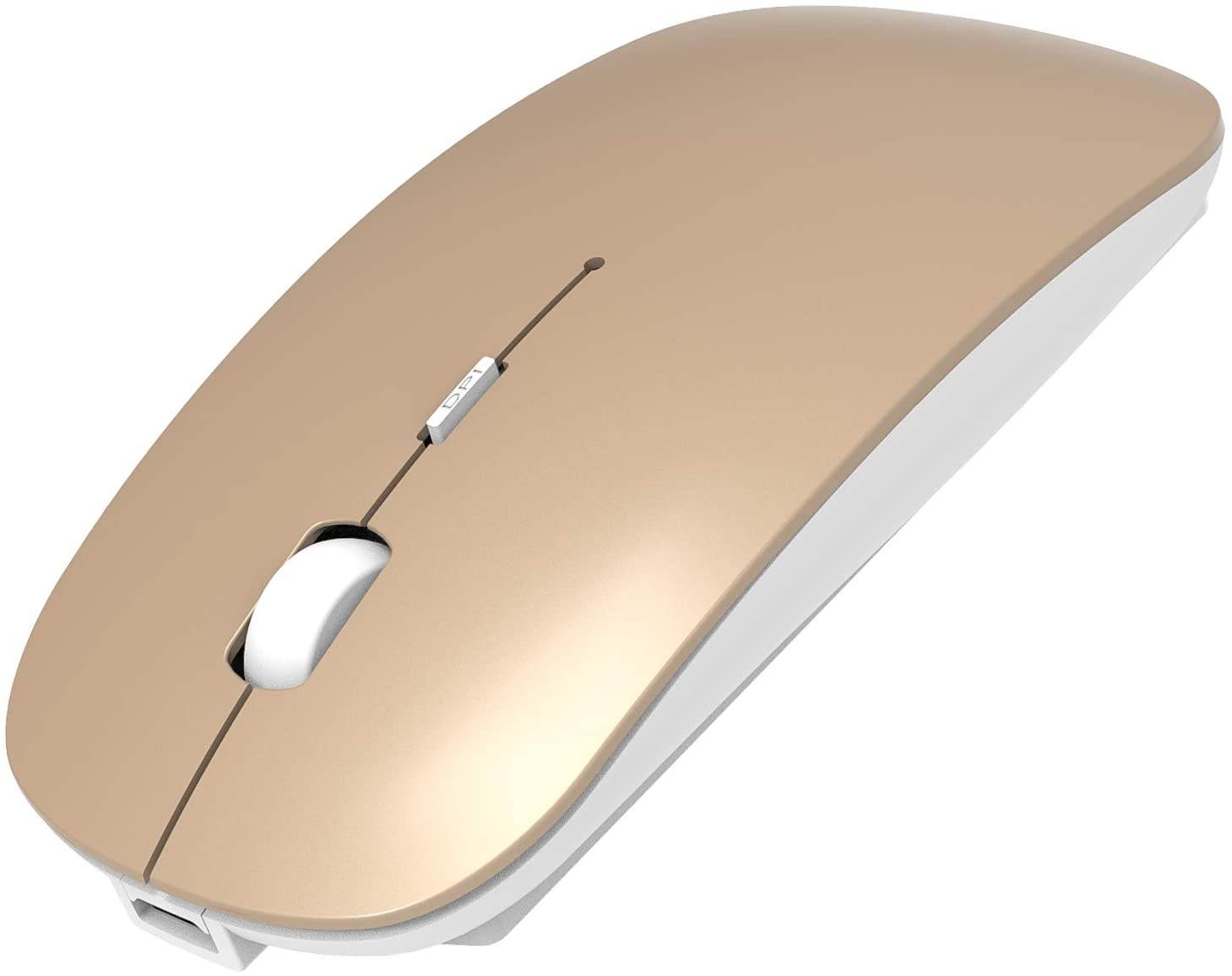 2.4GHz Wireless Bluetooth Mouse, 3 Adjustable DPI, Dual Mode Slim Rechargeable Wireless Mouse Silent USB Mice,Compatible for Laptop Windows Mac Android MAC PC Computer (Silver)