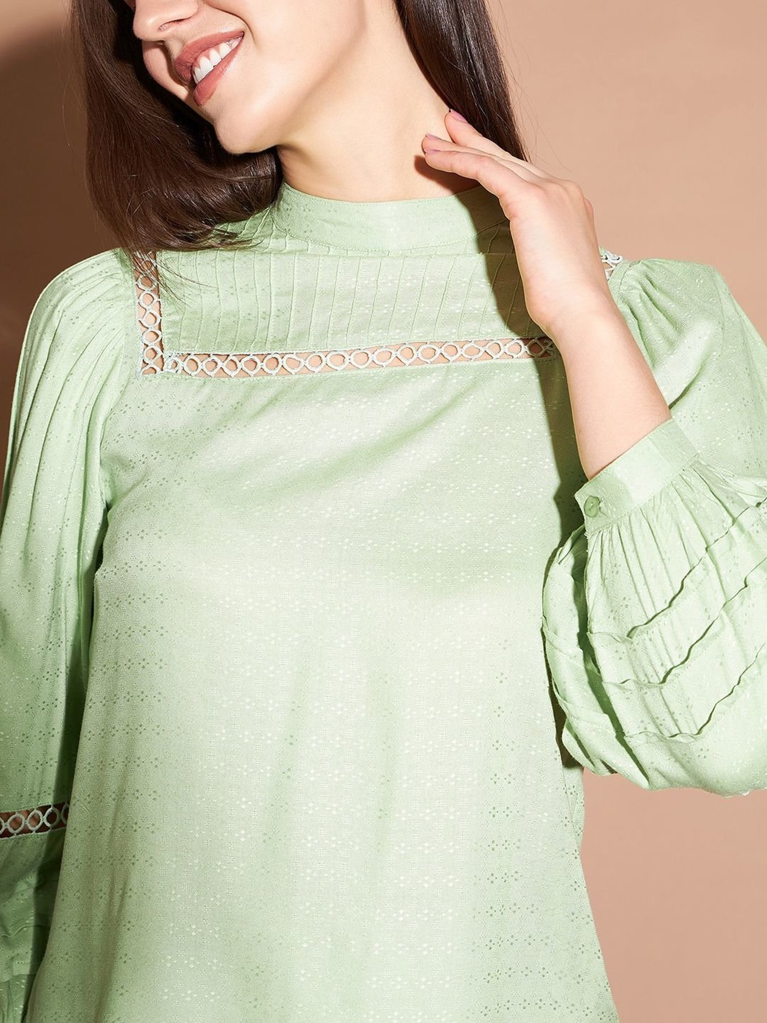 Marie Claire Green Full Sleeves Top