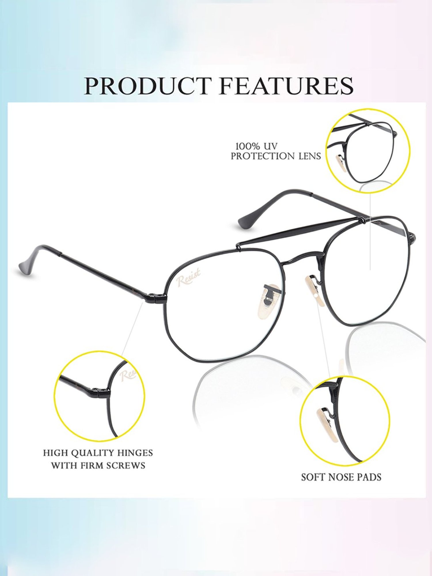 Resist Eyewear Clear UV Protection Unisex Sunglasses