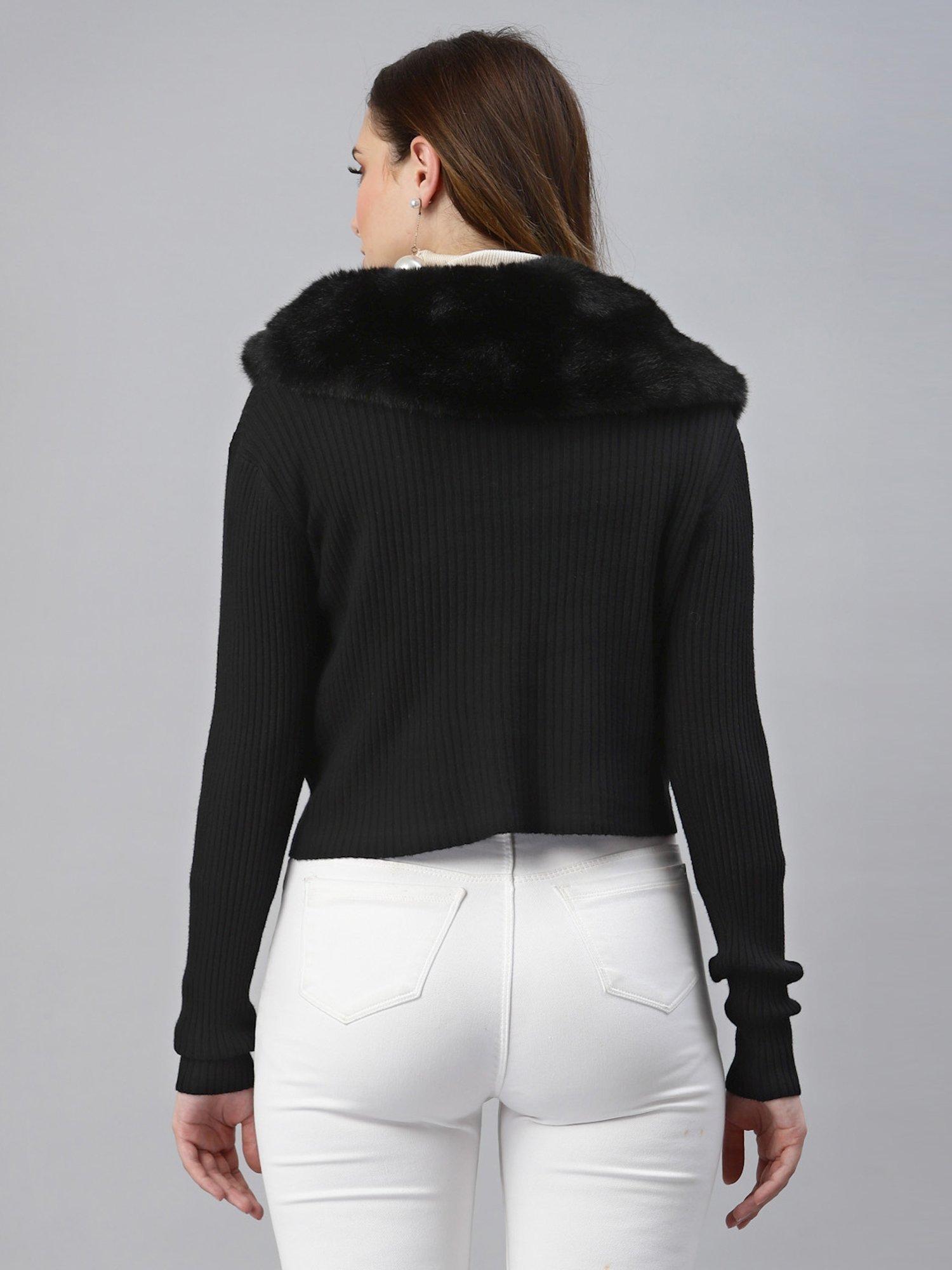 Mafadeny Black Shawl Neck Cardigan