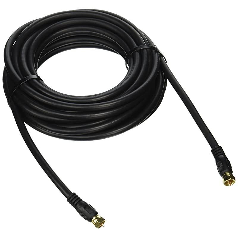 103033 RG6 Quad Shield CL2 Coaxial Cable with F Type Connector 25ft Black