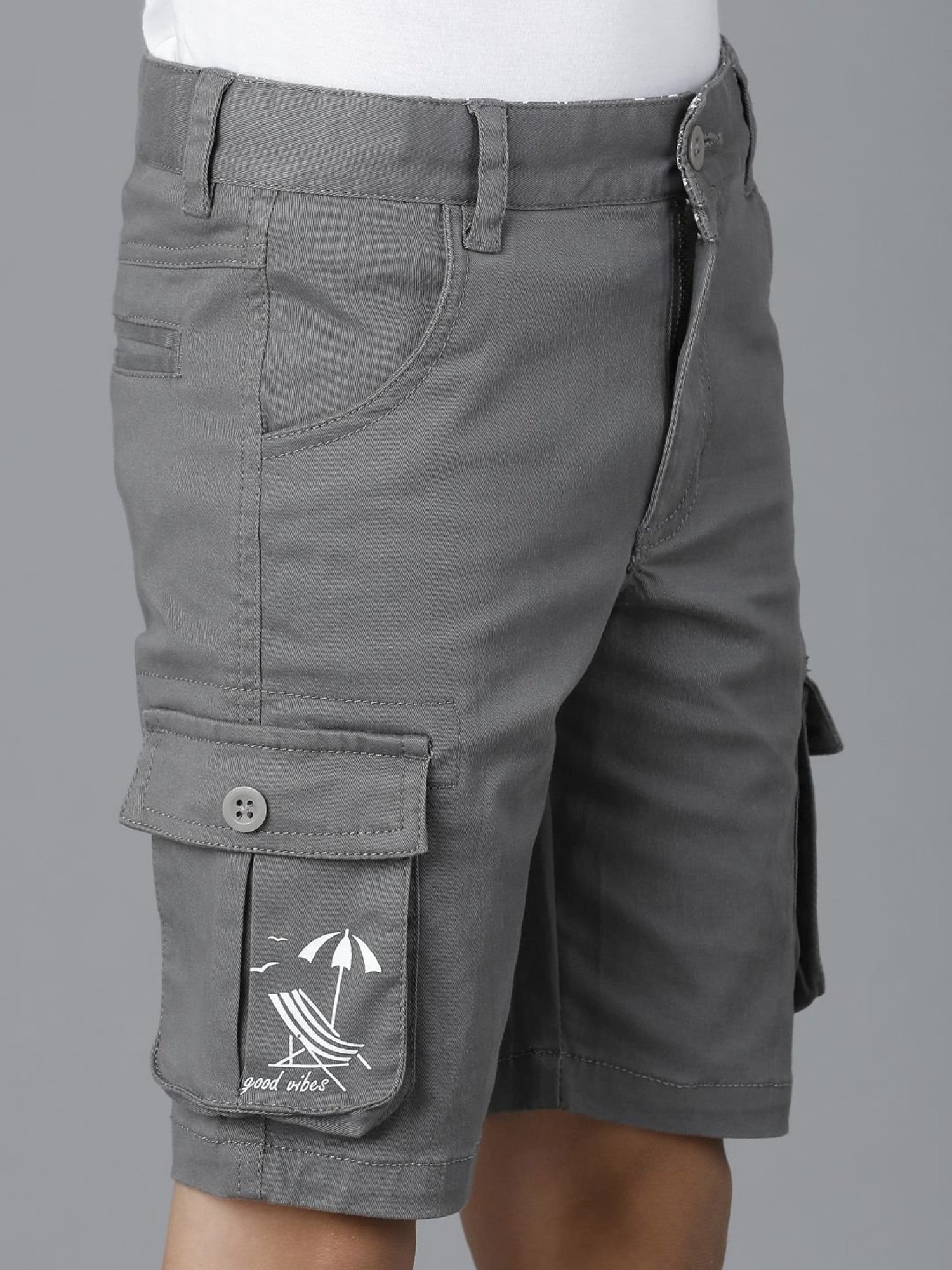 Under Fourteen Only Kids Grey Regular Fit Shorts