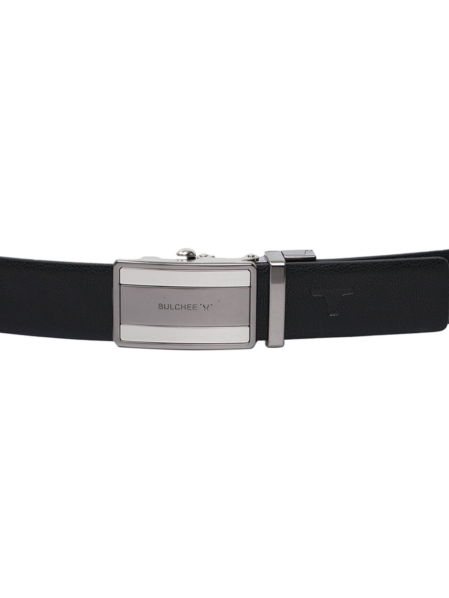 BELWABA Black Textured Formal Leather Belt for Men